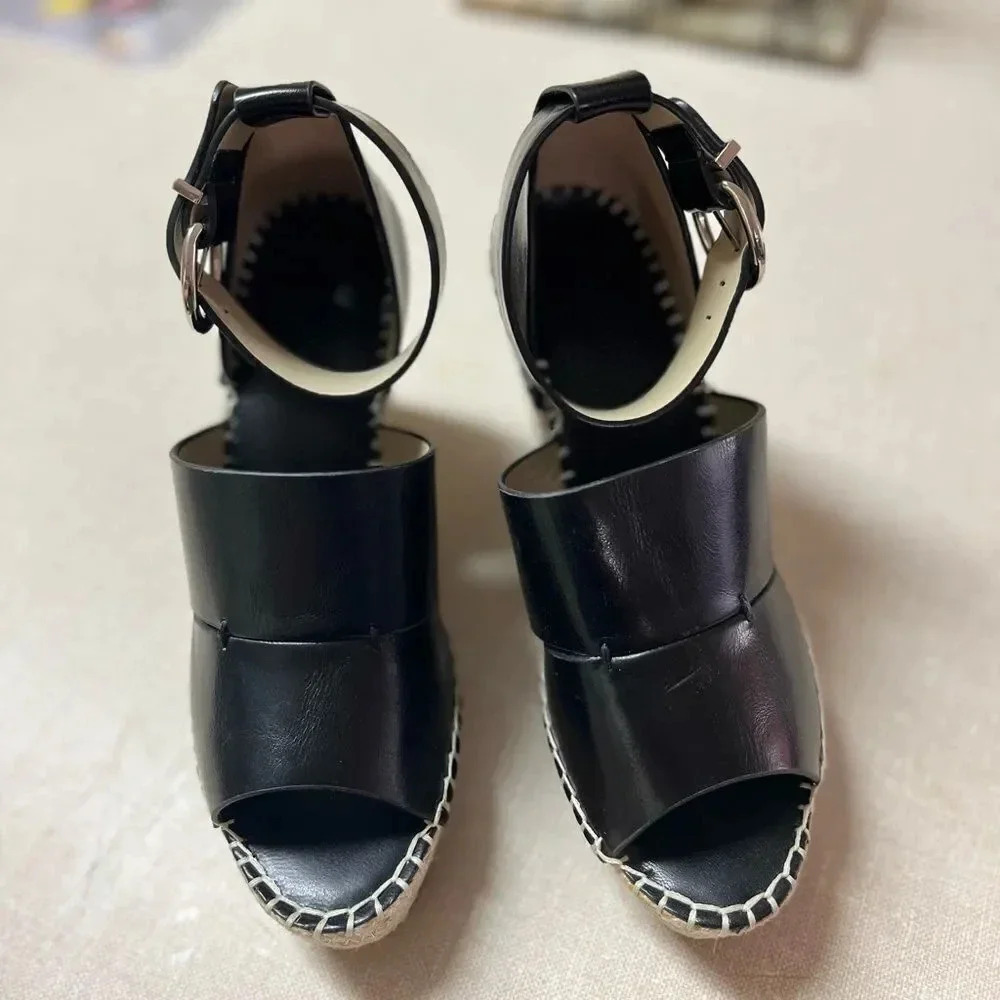 Zara basic black Alpargatas platforms sandals Size 37 - Picture 3 of 10